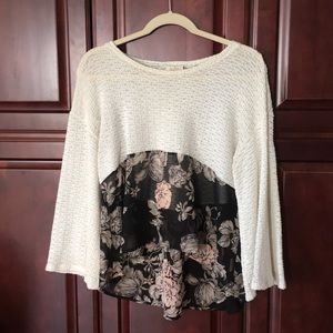 Floral sheer and woven shirt